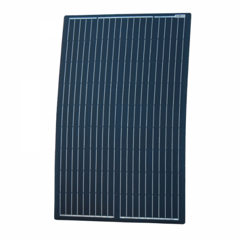 120W BLACK REINFORCED SEMI-FLEXIBLE SOLAR PANEL WITH ROUND REAR JUNCTION BOX AND 3M CABLE, WITH DURABLE ETFE COATING