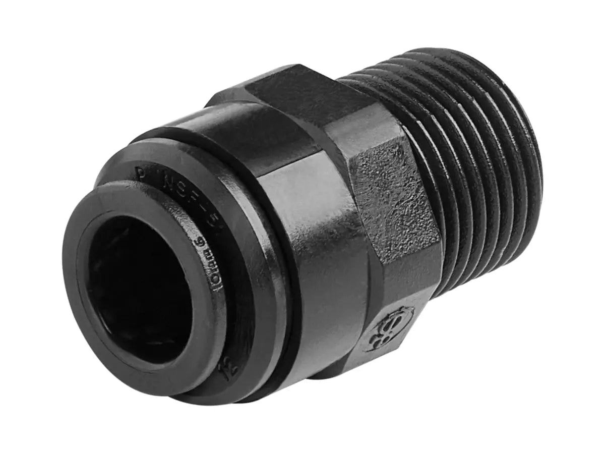 John Guest Black Acetal Straight Adaptor 12mm × 3⁄8″