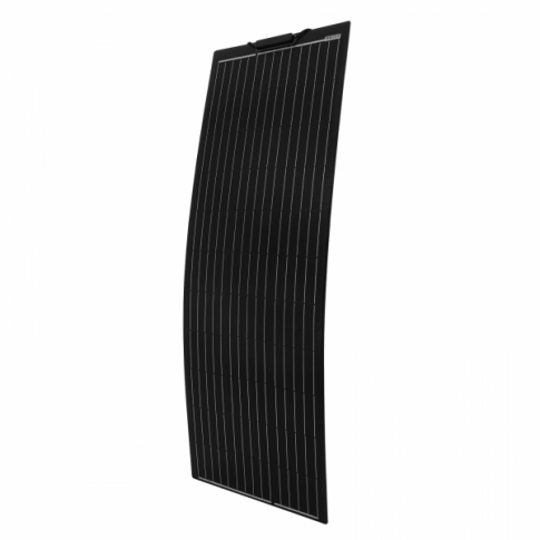 150W BLACK REINFORCED NARROW SEMI-FLEXIBLE SOLAR PANEL WITH A DURABLE ETFE COATING